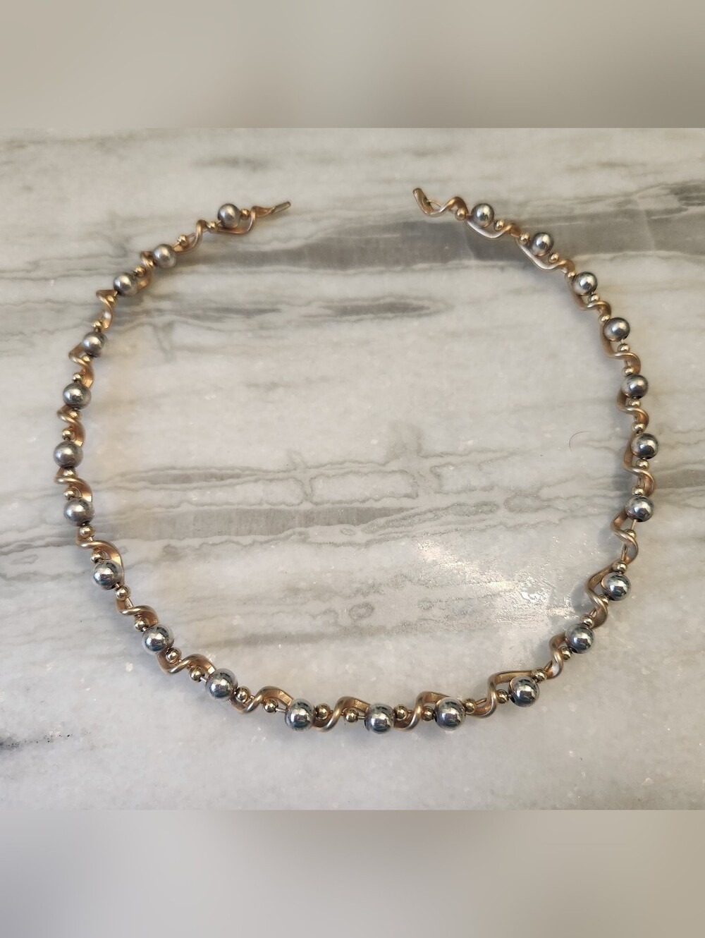 Hand Crafted Two-Tone Collar Necklace - Gold and Silver, James Russell